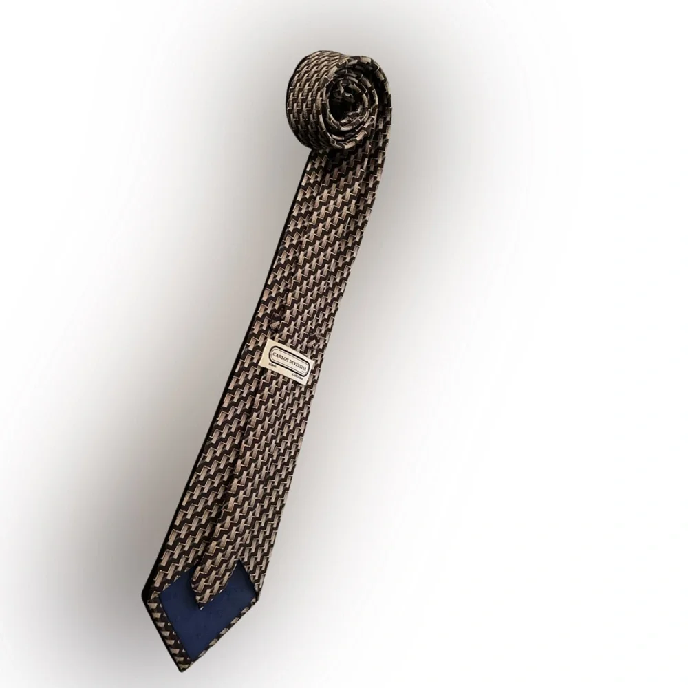 😎 Carlos Devenezia hand made 100% silk blue neck tie in excellent condit…